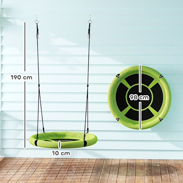 Rootz Round Garden Swing - Pesä Swing - korin istuin - 150 kg joustava - Ø98 x 190h cm