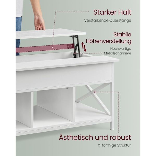Rootz White Soffbord - Spånskiva Bord - Stålbord - Rymlig yta - Robust konstruktion - Enkel montering - 60cm x 100cm x 62cm
