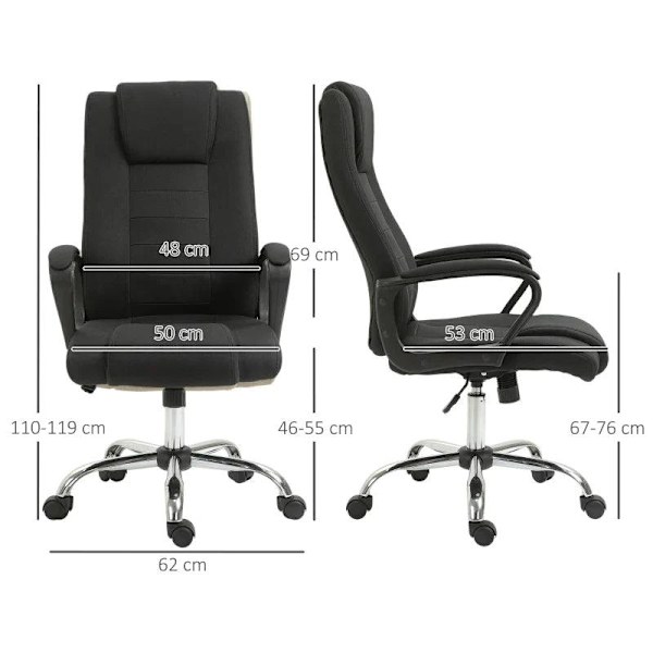 Rootz Kontorsstol - Datorstol - Vippfunktion - Nackstöd - Ergonomisk skrivbordsstol - Svart - 62 x 62 x 110-119 cm