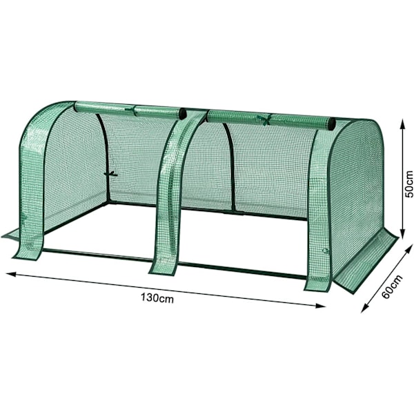 Rootz Film Greenhouse - Kasvisuoja - Tomaattitalo - UV-kestävä - 130cm x 60cm x 50cm - Ympäri vuoden - Valkoinen/vihreä