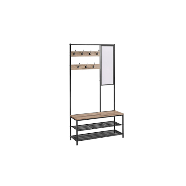 Rootz garderobeopbevaringssystem - Knagerække - Organisering af tøj - Spånplade og stål - 35 cm x 98 cm x 180 cm - Camel Brown Ink Black