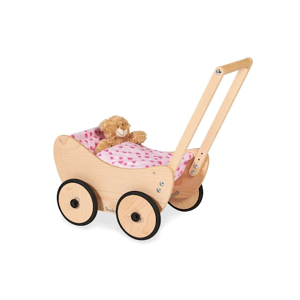 Rootz 2-delade dockbarnvagnsset 'Trixi' - Trävagn - Barnvagn - Justerbart handtag - 47cm x 35cm x 53cm