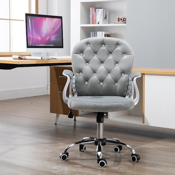 Rootz Swivel Chair - Grå - Sammet, Skum, Nylon - 23,42 cm x 23,81 cm x 37,4 cm