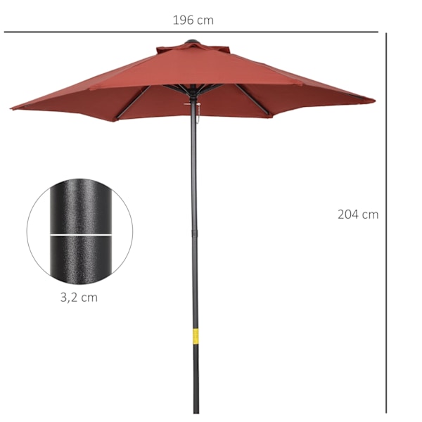 Rootz Parasolin sateenvarjo - Rantanäyttö - Parveke - Quick Open - Ø1.96 x 2,04m - punainen