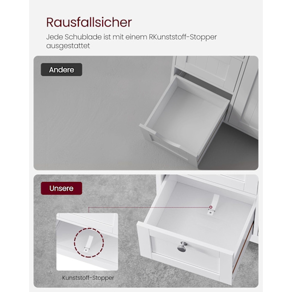 Rootz White Badrumsskåp - Förvaringsenhet - Organizer - MDF-material - 90kg Lastkapacitet - 30cm x 60cm x 80cm