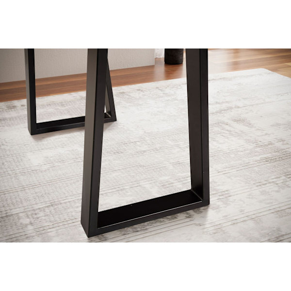Rootz Modern Design Kontorbord - Bord i massivt træ - Trækant - Trapezformede metalben - Håndlavet - Akacietræ - 118 cm x 41 cm x 76,5 cm