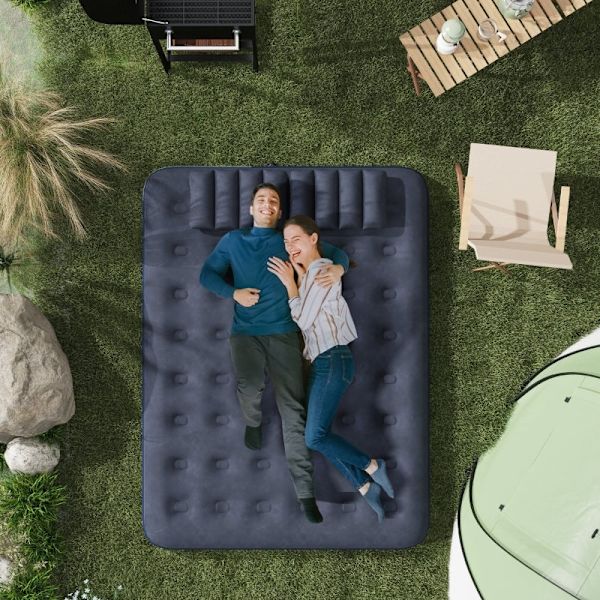 Rootz luftmadrass för 2 personer - Uppblåsbar säng - Campingmadrass - Optimalt kroppsstöd - Snabb uppblåsning - Slitstark halkfri yta - 203cm x 152cm