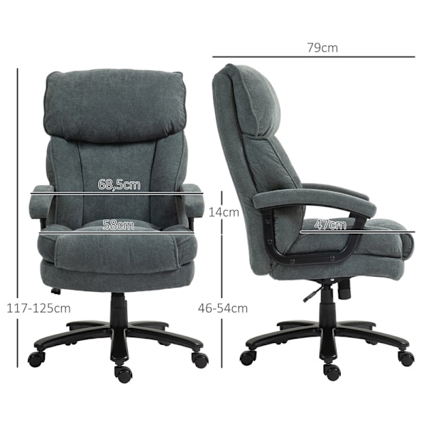 Rootz-pöytätuoli - Työtuoli - PC-tuoli - Kantavuus 200 kg - Vaahtomuovipehmuste - 68,5W x 79D x 117-125K cm