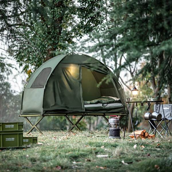 Rootz 4-i-1 campingtältsats - Pop-up-tält - Bärbar tältsäng - Utomhussäng - Slitstark Oxford-nylon - Myggskydd - Enkel montering - L194 x D87 x H165 c