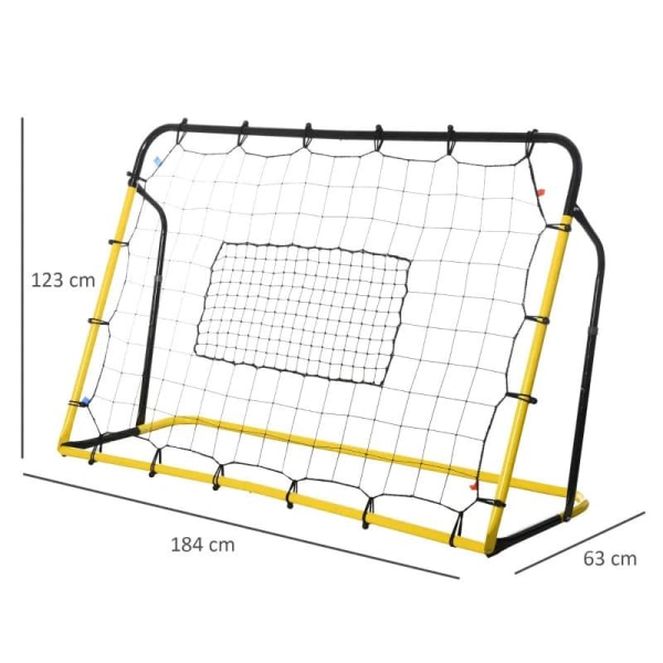 Rootz Soccer Goal - Fotbollsnät - Soccer Rebounder Goal - Rebound Wall Net - Soccer Rebound Wall - Gul/Svart - 184 x 63 x 123 cm