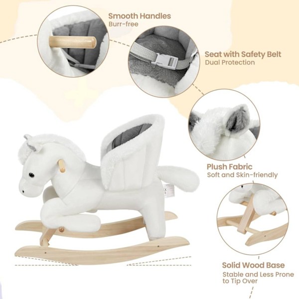 Rootz gyngehest - Toddler Rocker - Ride-on-legetøj til børn - Forbedret balance, kompromisløs sikkerhed, komfortabelt design - Plys og træ - 70 cm x 5