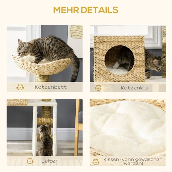 Rootz Cat Tree Skrapstolpe - Flera nivåer Klätterträd - Mysigt katthus - Sisal Skrapstolpar - Spånskiva Ram - 57cm x 37cm x 100,5cm