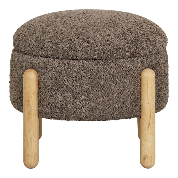 Rootz Pouf Storage - Bouclé Ottoman - Brown/Nature Foomattu - Ylimääräinen säilytystila - 45 cm x 36cm x 45cm