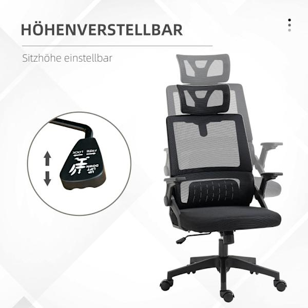 Rootz Vinsetto kontorstol - Ergonomisk stol - Justerbar stol - Lændestøtte - Vippefunktion - 58cm x 61cm x 102-119cm