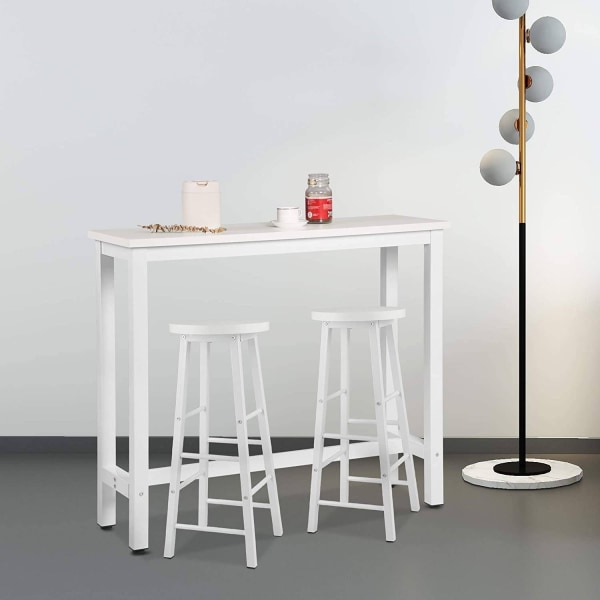 Rootz Modern Barbords- och pallset - Pubbordsset - Matsalsset i bänkhöjd - Robust metallstomme - Reptålig - Lätt att rengöra - 120 cm x 40 cm (Bord),