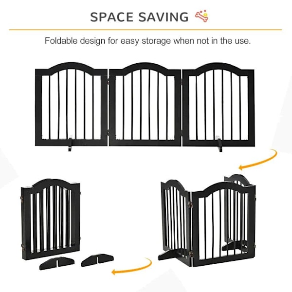 Rootz Dog Gate - Dog Barrier Safety Gate - Hundevagt - 3-delt gitter - Barrier Door Safety Gate - Sort - 154,5 x 29,5 x 61 cm