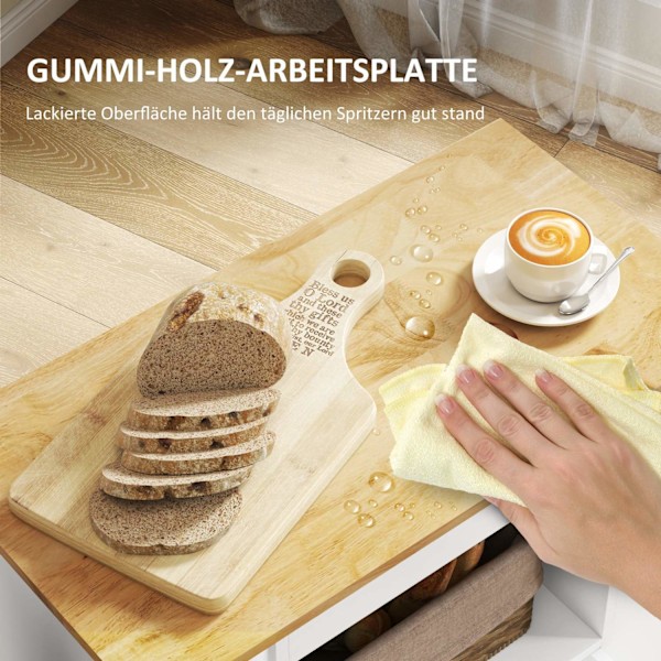 Rootz Kitchen Trolley - Rolling Island - Bærbar vogn - Vinstativer & opbevaring - Rubberwood Top - 83L X 40W X 83H CM