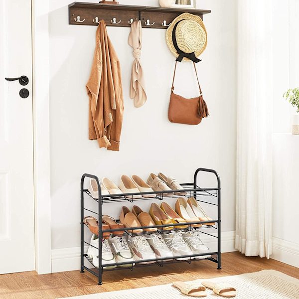 Rootz Skoställ - Skoorganisator - 3 nivåer - Max 12 par skor - Stål - Svart - 68,5 x 27,5 x 49,5 cm