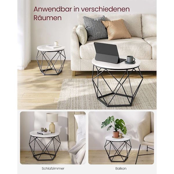 Rootz 2-delade sidobord - Byggbord - Spånskiva stål - 20kg Kapacitet - 50cm x 40cm | 40cm x 36cm - Vit-Svart