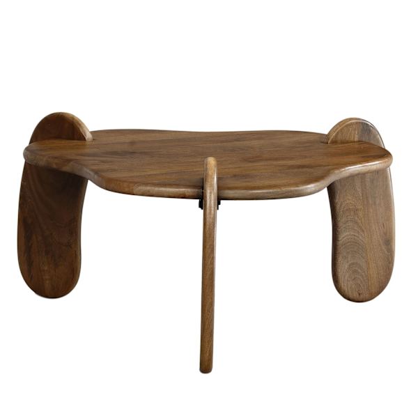 Rootz Modern Design Sofabord - Bordplade i organisk form - Naturligt trækorn - Håndlavet - Mangotræ - 78 cm x 78 cm x 39,5 cm