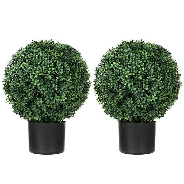 Rootz konstgjorda växter - Sfäriska buxbom - UV-skydd - Högkvalitativ plast - Evergreen Flair - 52cm x Ø40cm - Orange Kruka
