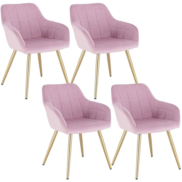 Rootz 4 Velvet-ruokailutuolin setti - Pehmustetut tuolit - Kultaiset jalat - Mukavat ja ergonomiset - Kestävä ja tukeva - Monipuolinen muotoilu - 43 c