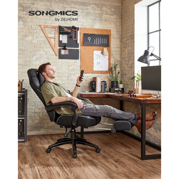 Rootz Gaming Chair - Racerstol - Ergonomisk stol - Lændestøtte - Justerbar nakkestøtte - Liggende ryglæn - Imiteret læder - 70cm x 64cm x 128cm