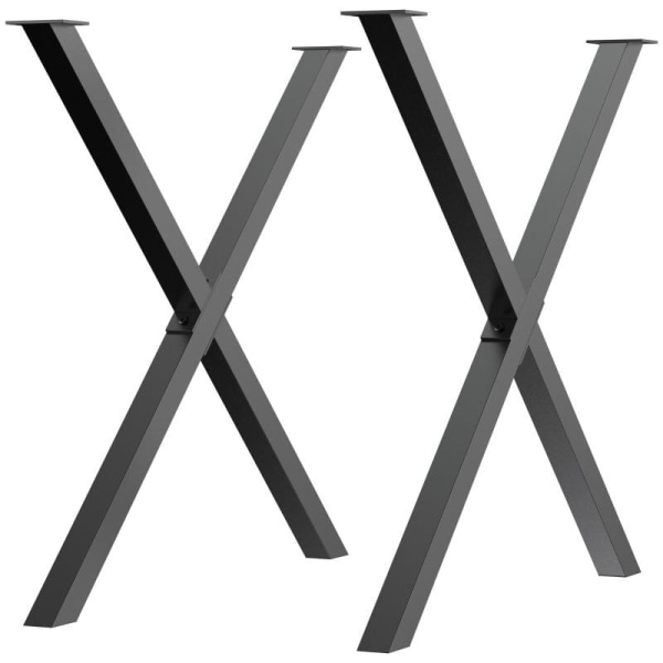 Rootz Bordben - 2 Stk Stål Bordben - X-form Bordben - Bordfødder - Til spisebord - Skrivebord - Sofabord - Bordstel - I X-form - Sort - 72cm