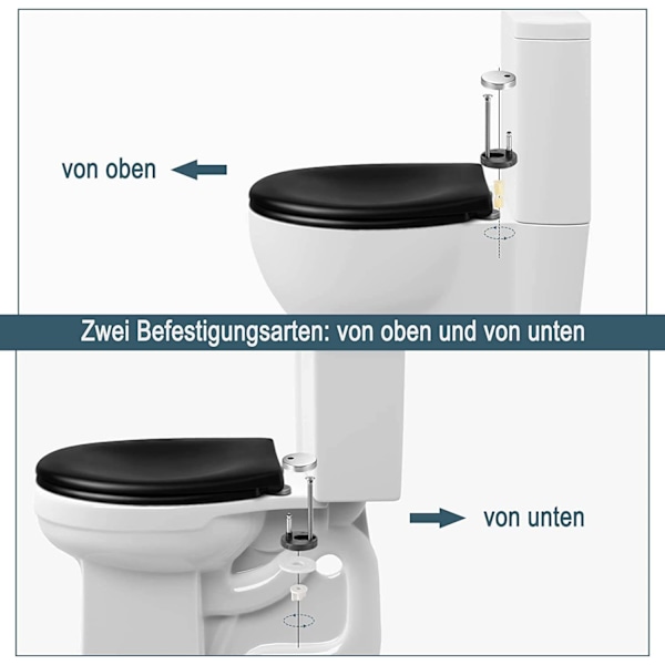 Rootz O-formad toalettsits - Heavy-Duty Toalettlock - Duroplast - Matt Svart/Vit - Soft Close - Snabbkoppling - 44,7cm x 5,5cm x 37,1cm