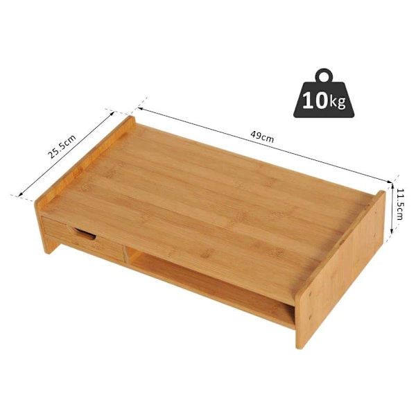 Rootz Monitorställ - Skärmställ - Skrivbordsupplägg - Lådor - Kontor - Vardagsrum - Natur - L49 x B25,5 x H11,5 cm