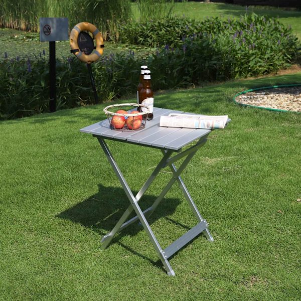Rootz Hopfällbart bord - Hopfällbart skrivbord - Bärbart stativ - Campingbänk - Utomhusyta - Kompakt bänkskiva - Utility Board - Silver - 50,5x47x59,5