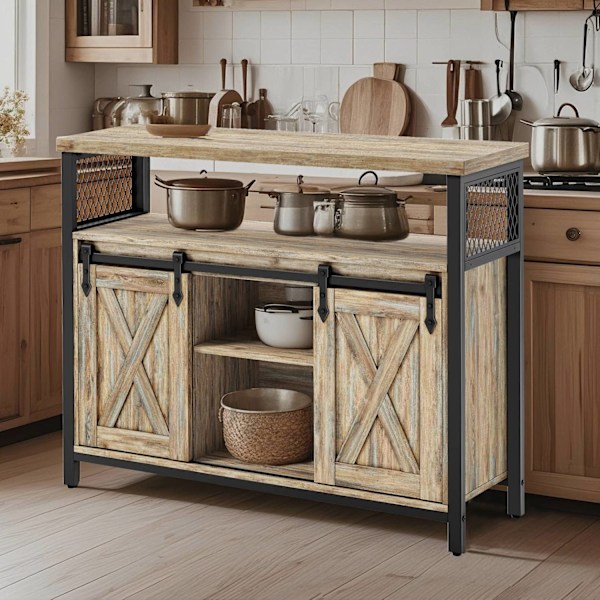 ROTZ Sideboard Kitchen Cabinet - förvaringsskåp - Hållbar träflisbräda - gott om utrymme - 33x100x80cm
