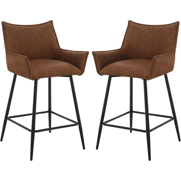 Rootz Vintage barstol i imiteret læder - Bordskammel - Retro barstol - Ergonomisk design - Robust konstruktion - Elegant stil - 51 cm x 90 cm x 49 cm