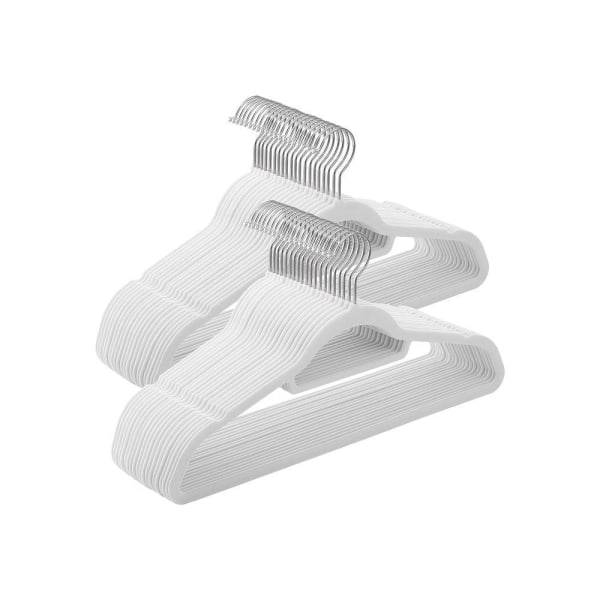 Rootz Bøjle - Fløjlsbøjle - Tøjbøjle - Sæt med 50 Bøjler - Klædebøjle - Tøjbøjle - Tøjbøjle - Plastbøjle - Hvid - 45 x 0,6 x 23,5 cm