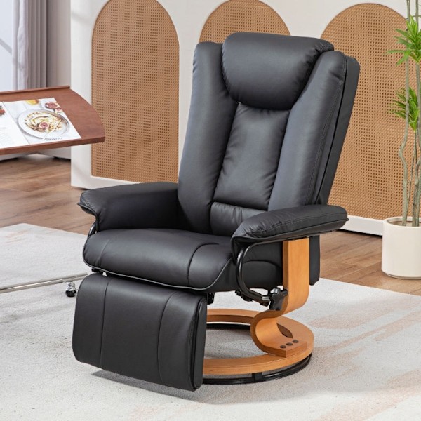 Rootz Fåtölj - TV-fåtölj - Fåtölj - Kompakt storlek - 135° recline - 360° roterande bas - konstläder - 78cm x 88cm x 103cm