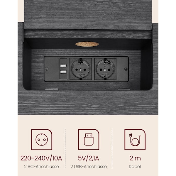 Rootz hjemmekontor - Skrivebord - Computerbord - Spånplade og stål - 25 cm x 120 cm x 81,1 cm - Antracitgrå-blæk Sort - 10,7 kg