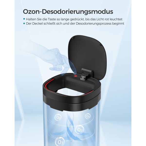 Rootz Sensor skraldespand - Skraldespand - Automatisk affaldsspand - Stålkonstruktion - 50 liters kapacitet - 30 cm x 30 cm x 74,6 cm - Sort - 3,5 kg