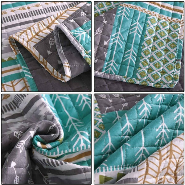 Rootz Luxurious Patchwork sängöverkast - Quiltat täcke - Vändbart täcke - Mjuk stoppning - Mångsidig stil - Lättskött - 100 % polyester - Flera storle