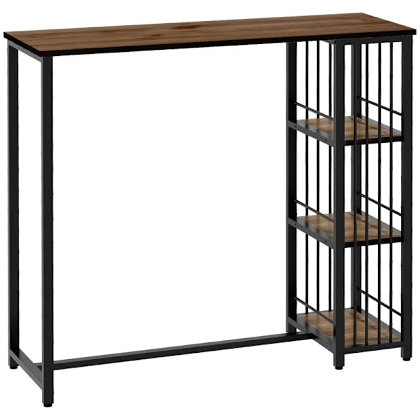 Rootz Barbord - Køkkenbord - Industrielt design - 3 hylder - Spånplade - Stål - Sort + Brun - 120 x 40 x 105 cm