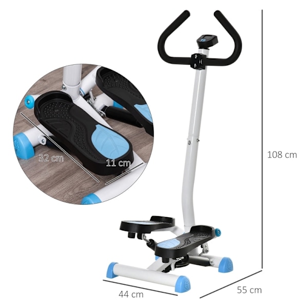 Rootz Stepper - Bentränare - Vader, lår - Underkroppsträning - Stålram - LCD-skärm - Halkfria pedaler - 55cm x 44cm x 108cm