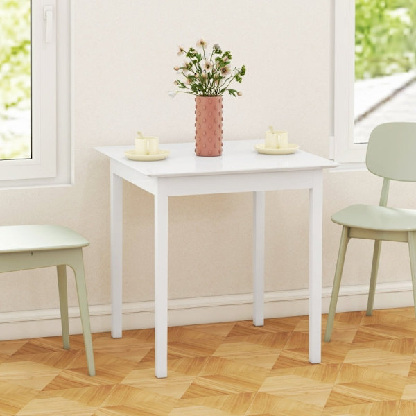 Rootz Køkkenbord - Spisebord - Firkantet bord - Moderne Design - Massivt fyrretræ - 75cm x 75cm x 76cm - Hvid