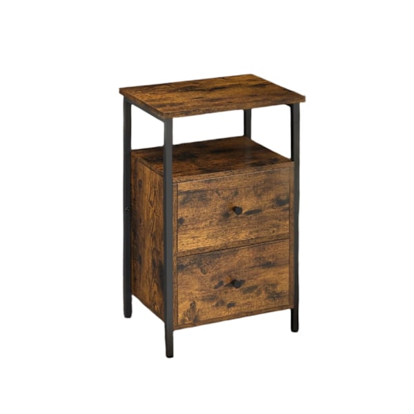 Rootz Bedside Table - Side Bord - 2 skuffe natbord - stilfuld opbevaring - 38 cm x 28 cm x 60 cm, vintage brun sort