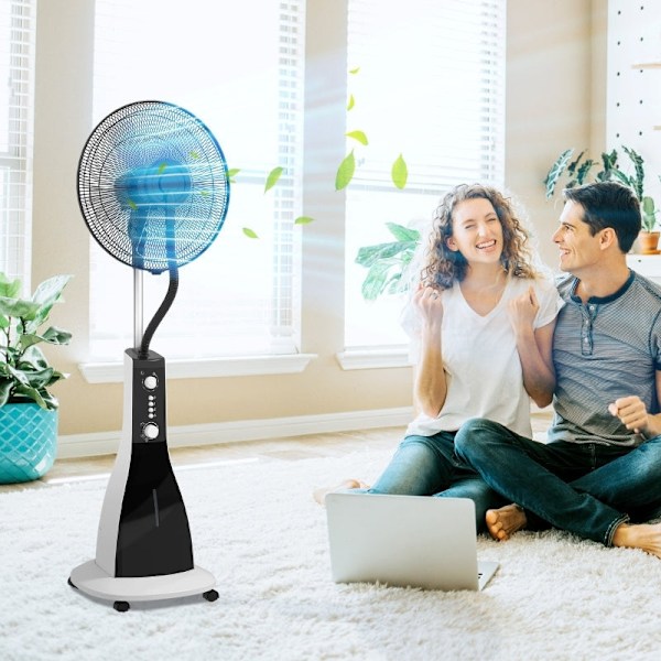 Rootz 2-in-1 -tuuletin ilmankostuttimella - Jäähdytystuuletin - Sumutuuletin - Mukautettava jäähdytys - Laaja kattavuus - Energiatehokas - 44,5 cm x 3