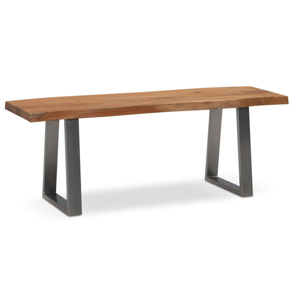 Rootz Modern Design Massiivipuupenkki - Eteisen penkki - Eteisen kalusteet - Puolisuunnikkaan muotoiset metallijalat - Akaasiapuu - 120cm x 40cm x 45,