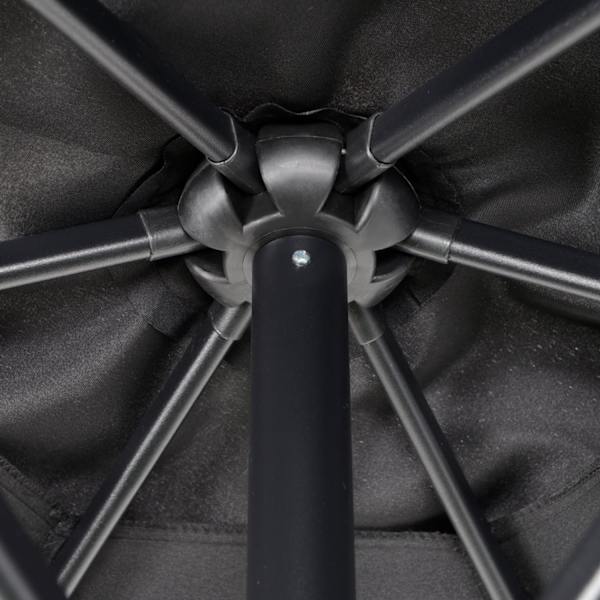 Rootz Black Hexagonal Parasol - Balkon Sunshade - Patio paraply - Easy Open - Ø196 cm x 2,04m
