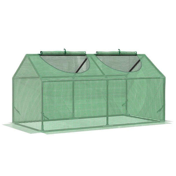 Rootz Mini Greenhouse - Litet växthus för utomhusbruk med slitstarkt PE-skydd - Observationsfönster - Grön - 119 x 60 x 60 cm