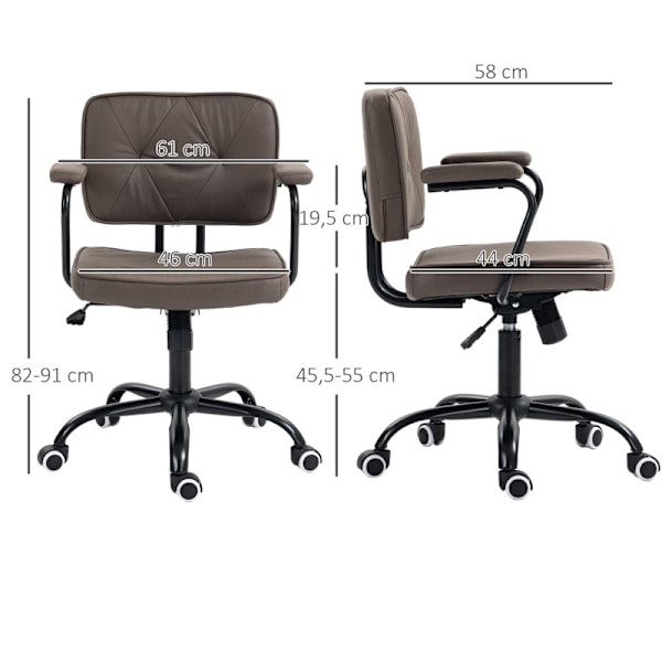 Rootz Elegant Computer Chair - Kontorsstol - Skrivbordsstol - Ultra-Comfort - 61cm x 58cm x 82-91cm