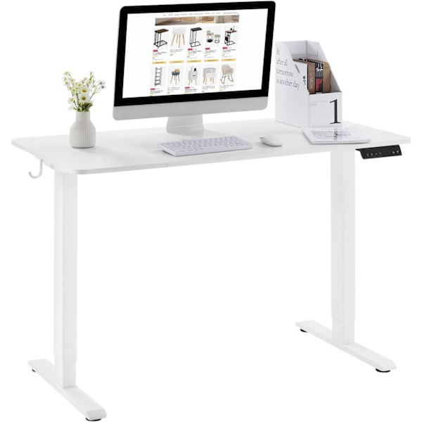 Rootz Elektrisk Højdejusterbart Skrivebord - Stående Skrivebord - Sit-Stå Skrivebord - Sundhedsmæssige fordele - 120 cm x 60 cm - T-formet stålramme
