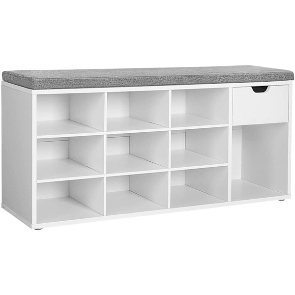 Rootz Skoskab - Skostativ - 10 par sko - Skoskabe - Hvid - 104 x 30 x 48 cm