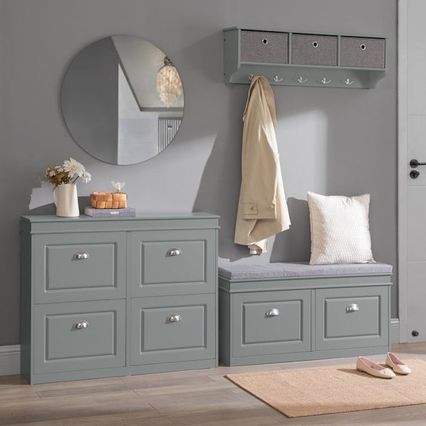 Rootz Skoskåp med 4 flikar - Skotippare - Skoorganisator - FSC-certifierad - Robust konstruktion - Väggfästbar - 105cm x 82cm x 24cm